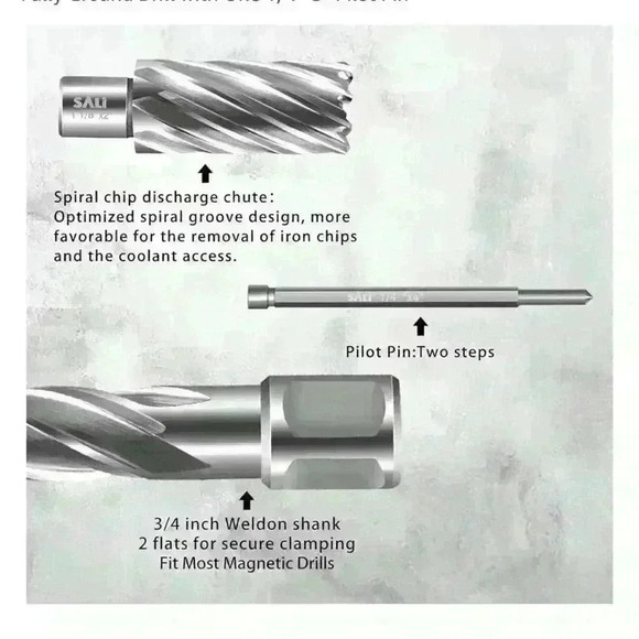 SALI Annular Cutter Diameter 1 Inch with Weldon Shank 3/4" - Picture 4 of 5